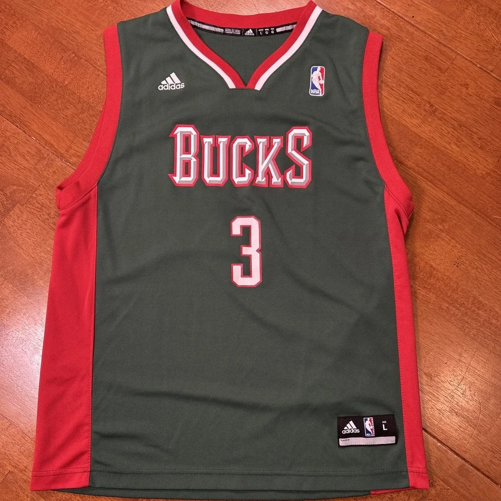 Adidas Milwaukee Bucks Jennings #3 NBA Green Youth Jersey - Size Large